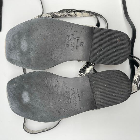 A.EMERY | Heidi Sandal in Eggshell Snake Print Ankle Wrap IT 38 / US 8 - Picture 11 of 12